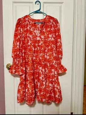Shop the Mint Large NWOT “In Your Happy Place” Vibrant Orange Lavender Dress